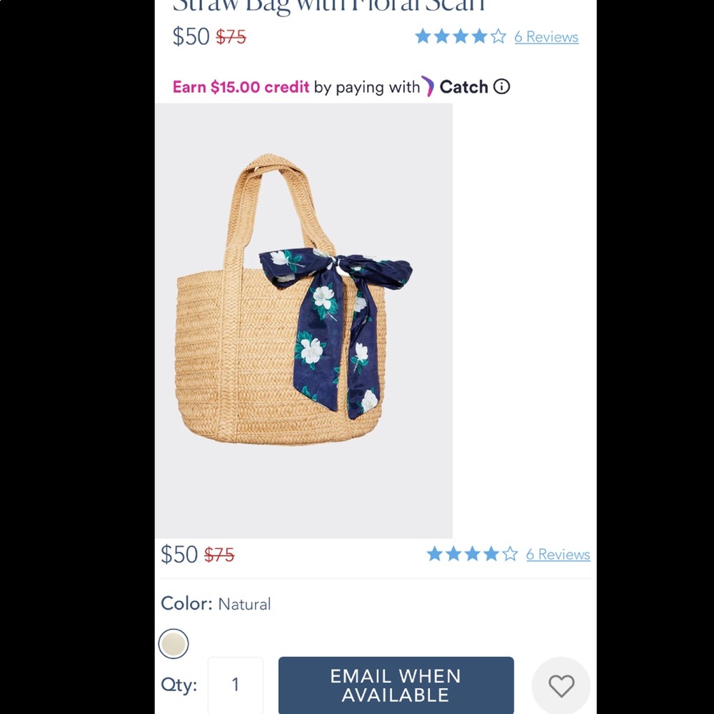 NWT Straw Bag with Floral Scarf, Draper James - Picture 5 of 5